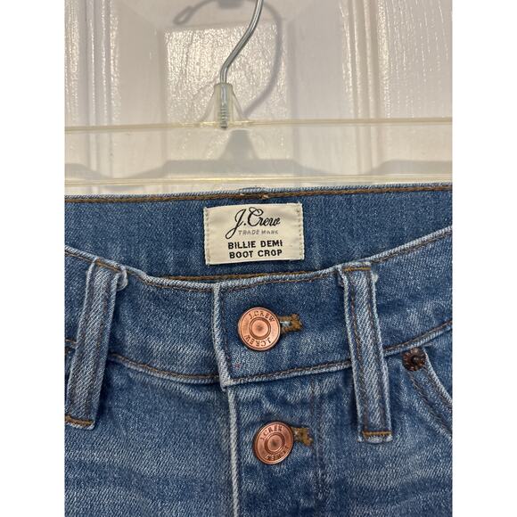 J Crew Billie Demi Boot Crop Raw Hem Button Fly Jeans Size 27/4 - Picture 6 of 9